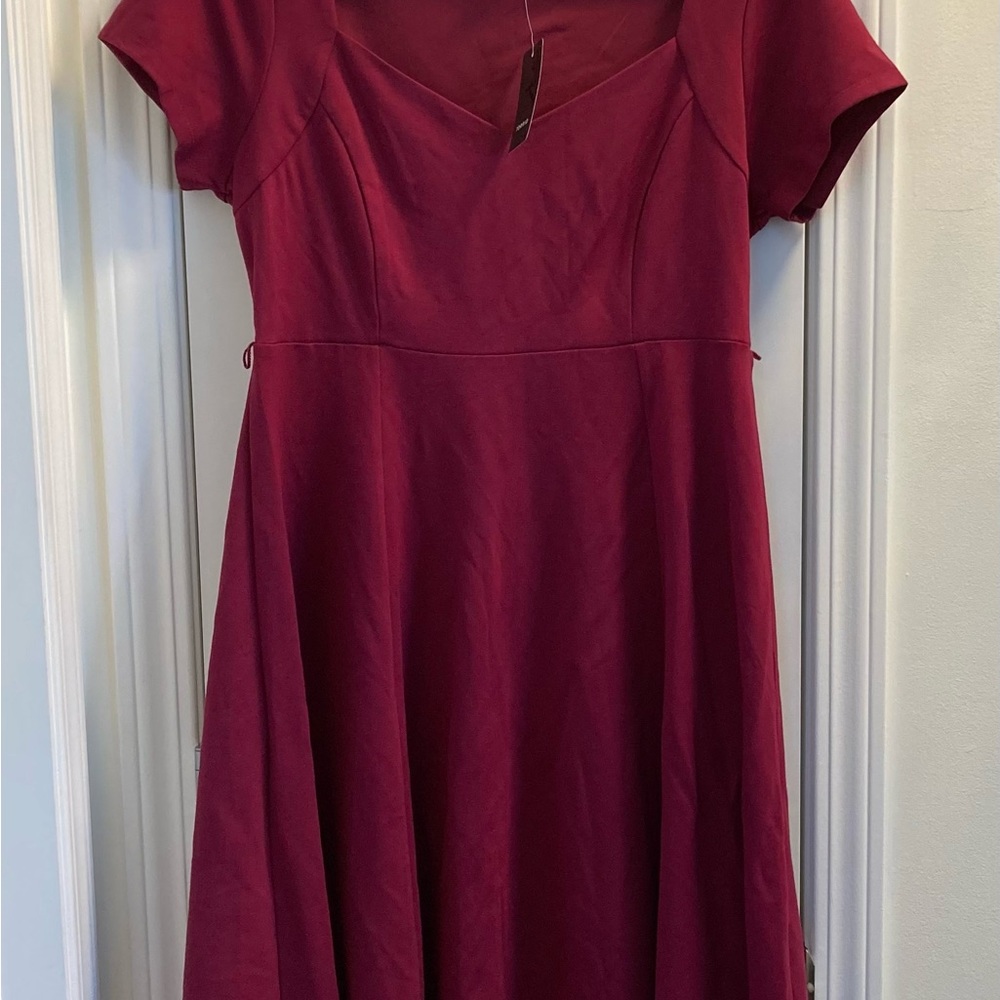 torrid Wine-Red Fit & Flare Midi Dress
